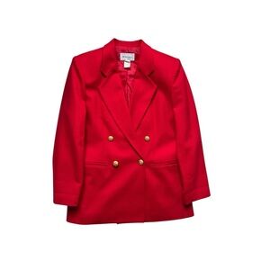 Red vintage wool double-breasted blazer with gold buttons 8